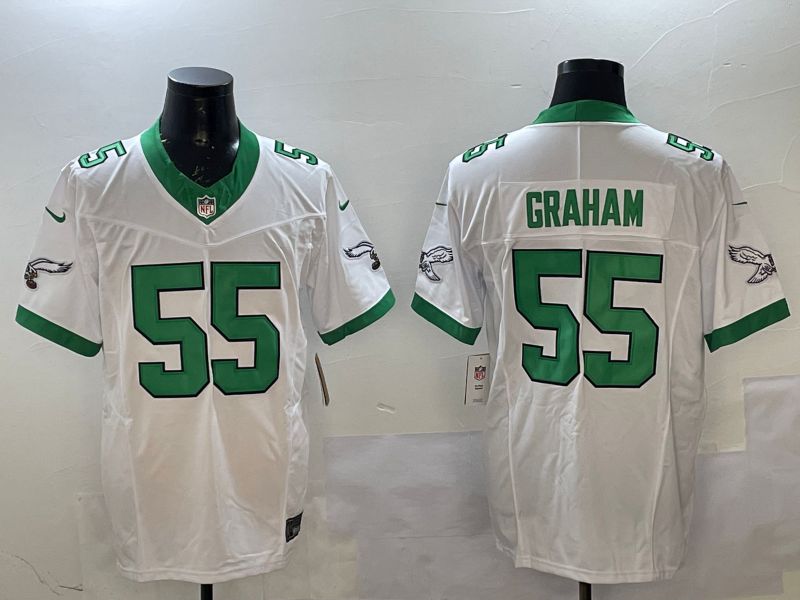Men Philadelphia Eagles #55 Graham White Retro three generations 2025 Nike Vapor Limited NFL Jersey style 1->philadelphia eagles->NFL Jersey